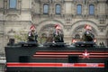 Soldiers of the military police on an armored truck KAMAZ-63968 ` Typhoon-K` Royalty Free Stock Photo